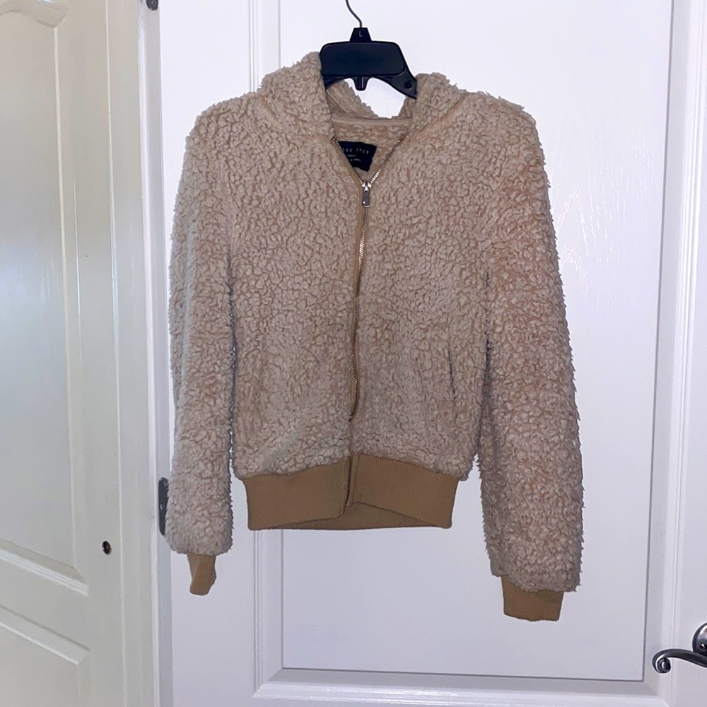 sherpa zip up , beige